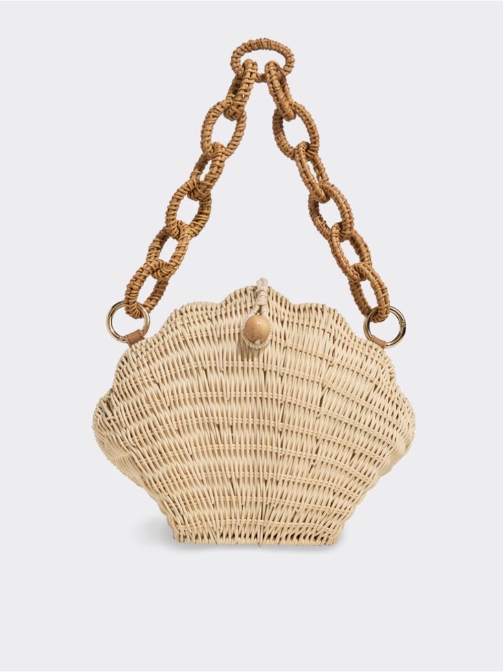 Vineyard Vines Woven Shell Shoulder Bag in Natural and Tan